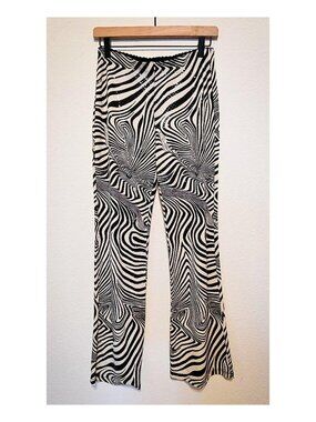 Y2K Zebra Swirl Sequin Pants – Stretch Flare Festival / Club Kid Vibes